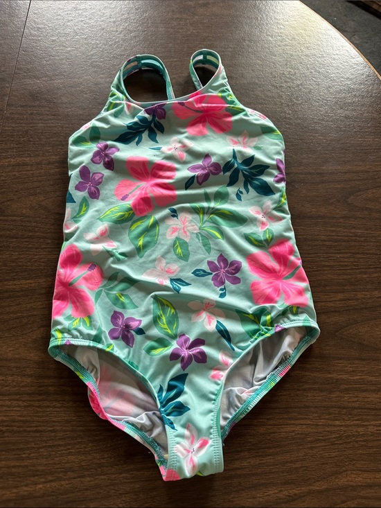 Lands' End Other - Lands' End Mint Floral One-Piece Swimsuit with Pink & Purple Blooms